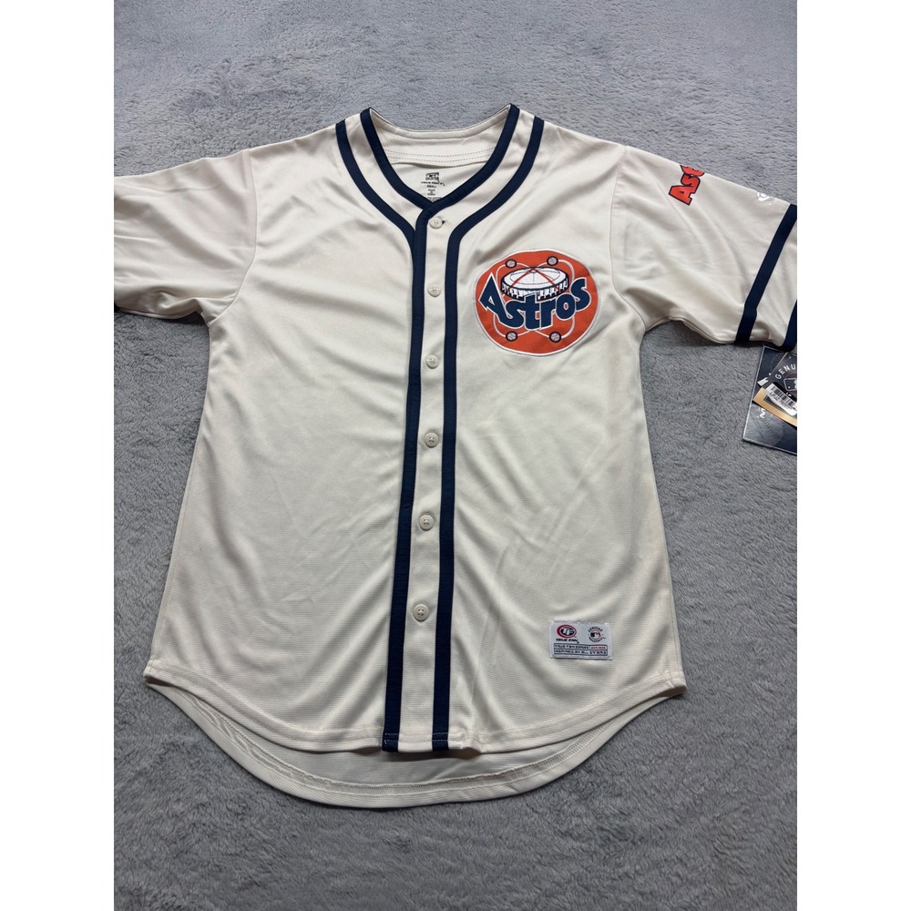 True Fan Houston Astros Cooperstown Collection Jersey Mens S Navy Cream Retro